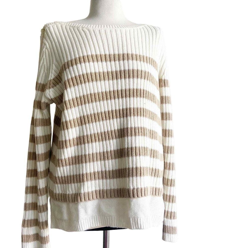Croft & Barrow‎ Sweater Knit Women's Cream Ribbed Large Grandma Cozy Loungewear